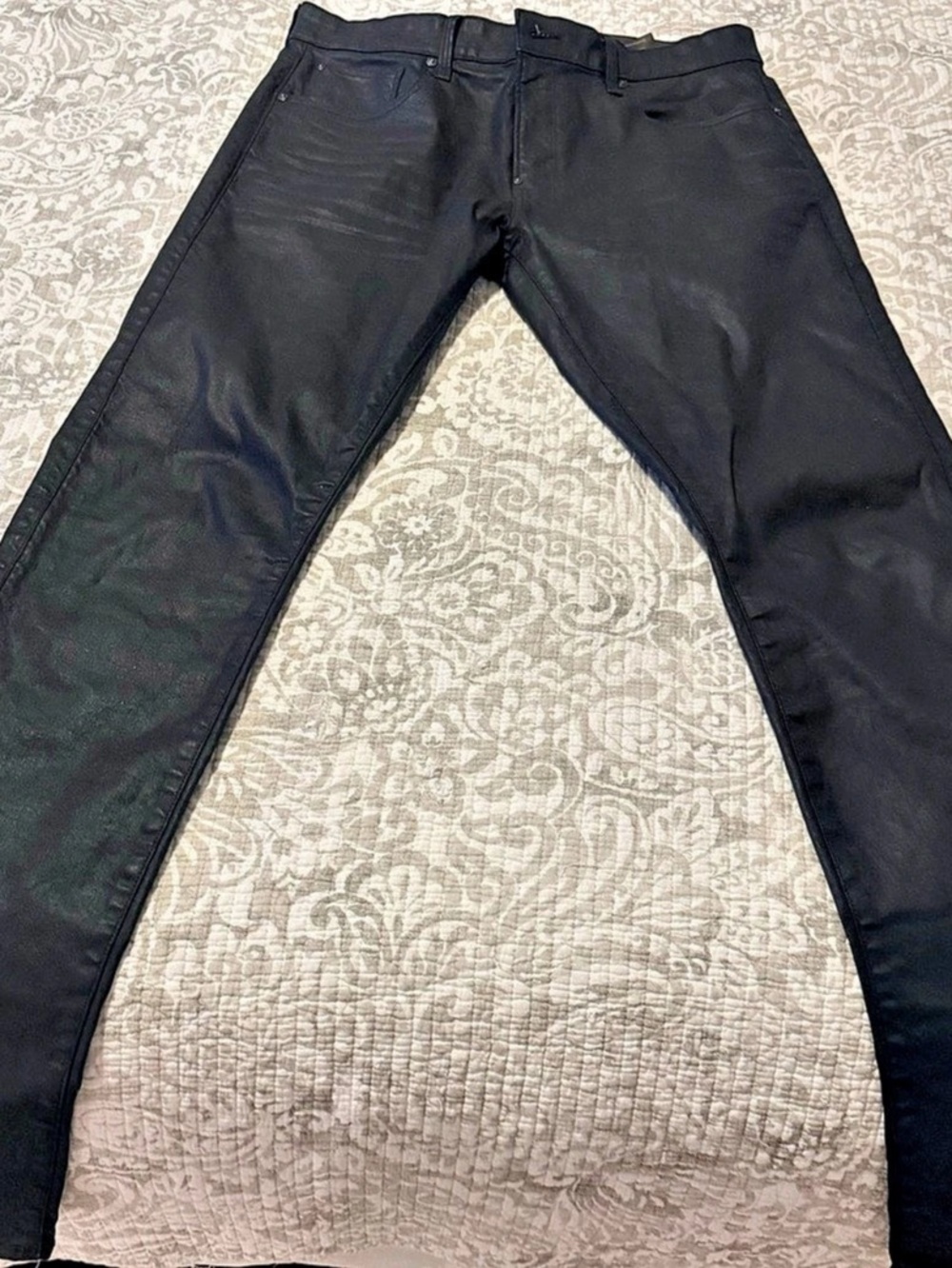 G-Star RAW Revend Super Slim Coated Jeans Black Waist 36 / Length 36.